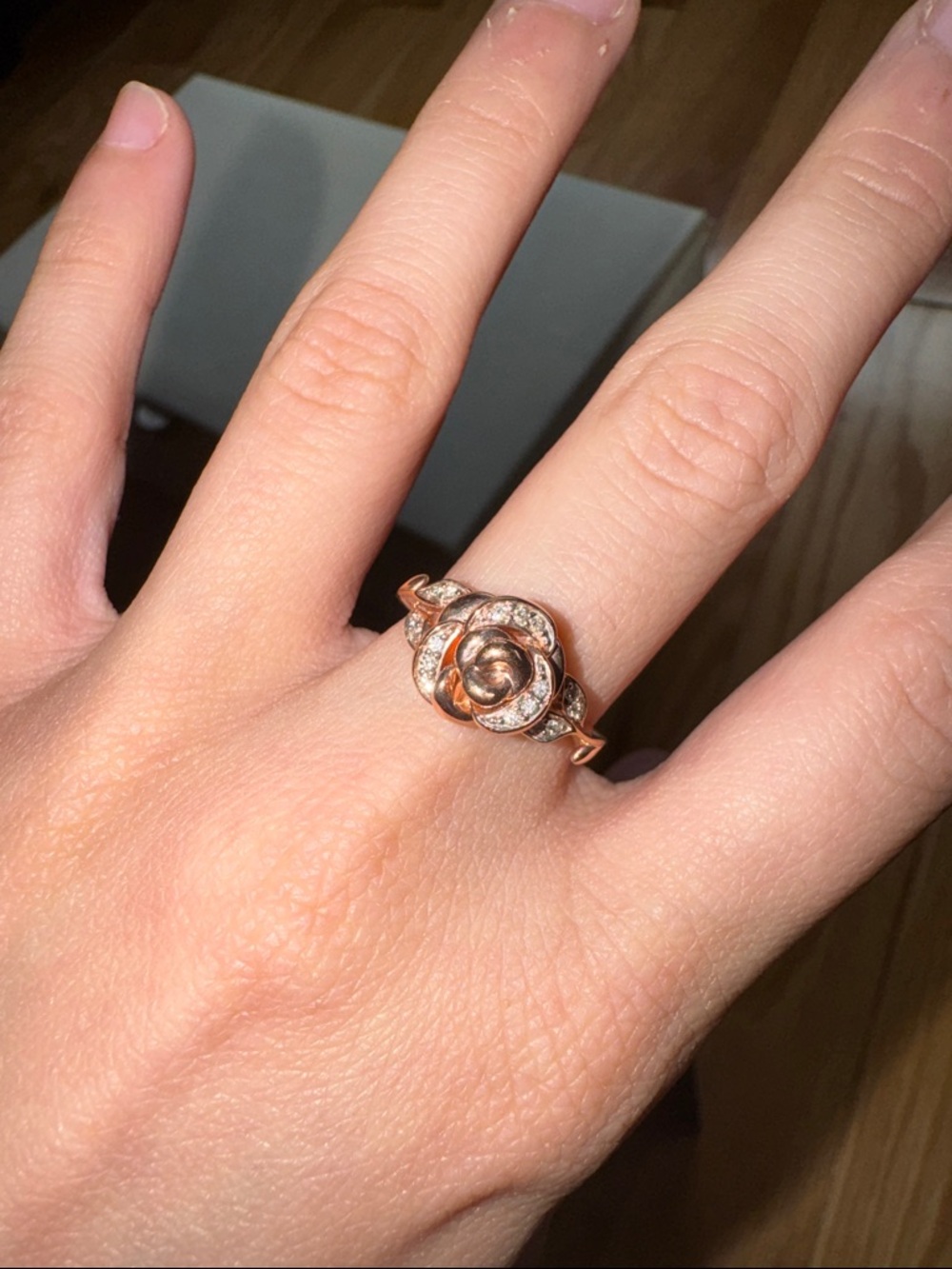 Diamond Disney Belle Rose Ring 10k Rose Gold 0.085 CT